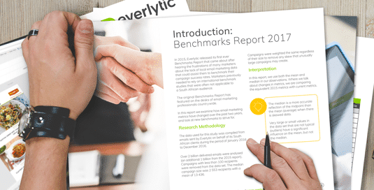 Email Marketing Benchmarks Report 2017 | Person reading report picture