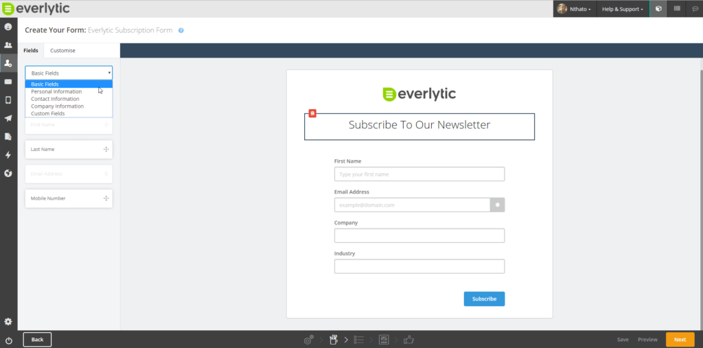 Marketing Automation Software - Email Subscription form image - Everlytic