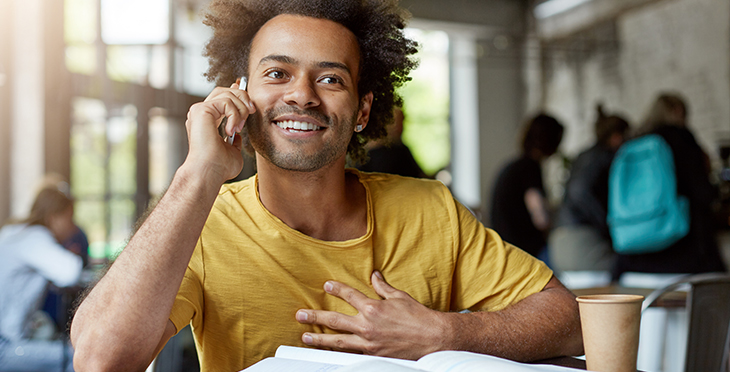 Top Voice Broadcasting Case Studies | Everlytic | Digital communication software | Email marketing | Student on phone