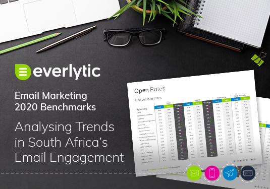 Email Marketing 2020 Benchmarks: Analysing Trends in South Africa’s Email Engagement | 2020 Benchmarks Guide Cover Image Everlytic Everlytic | 2020 Benchmarks Guide Cover