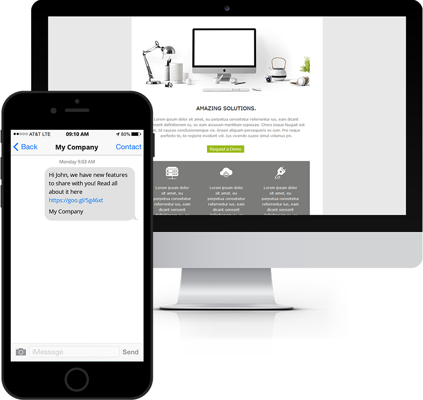Everlytic | SMS-to-Email | Desktop and Mobile example