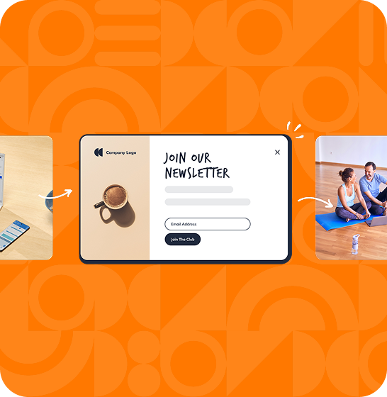 illustration of pre-designed subscription forms on a orange background
