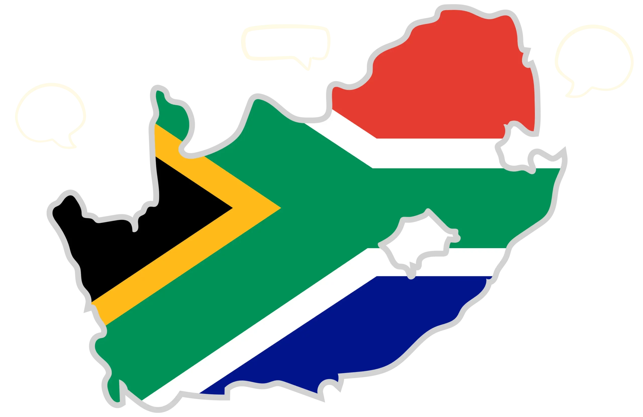 A map of South Africa in the South African colours.
