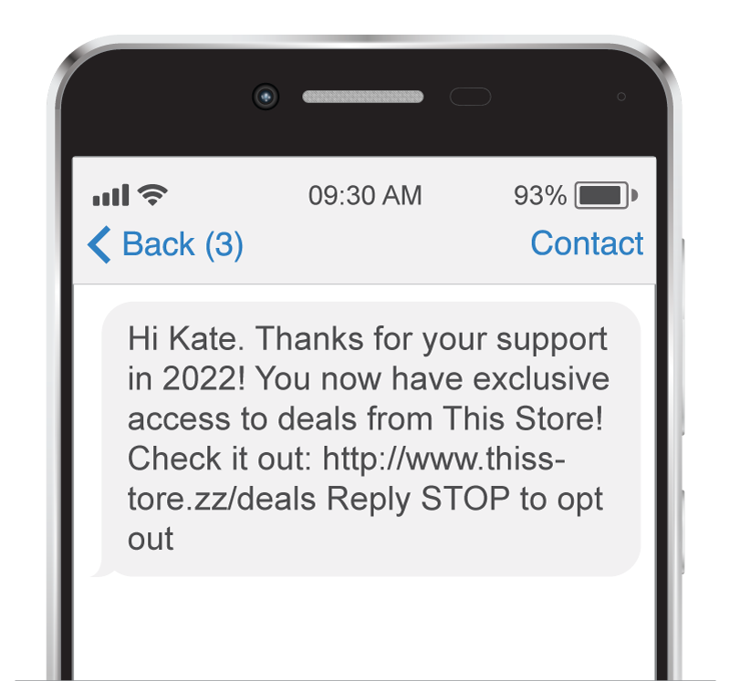Everlytic | SMS Marketing | SMS Example on Phone