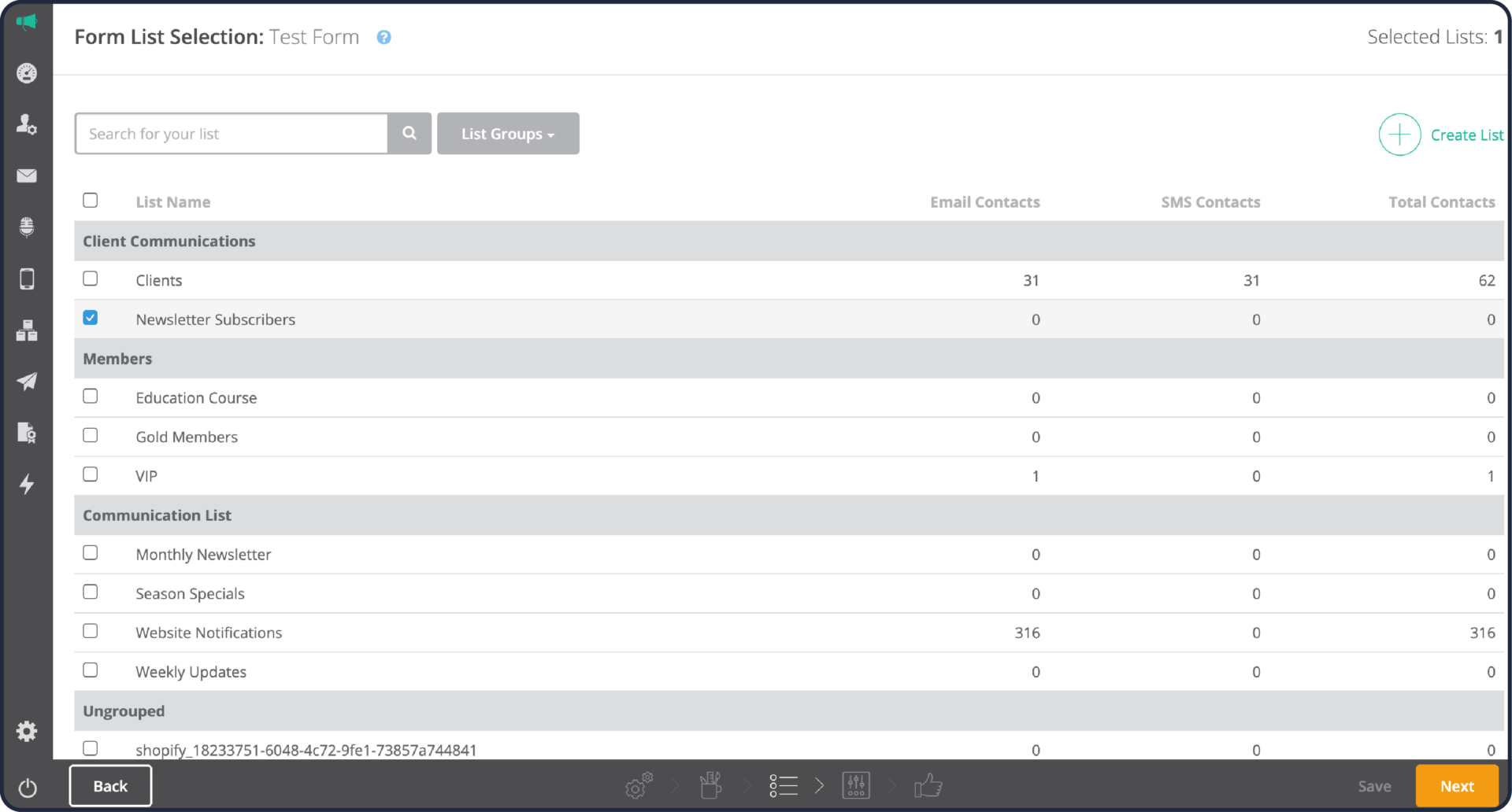 8 Steps to Building a Subscription Form on Everlytic | Step 6 Select Your Subscription List Everlytic 8 Steps to Building a Subscription Form on Everlytic_Everlytic Blog_Step 6_Select Your Subscription List